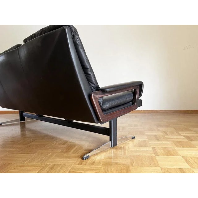 Black Mid-Century King Sofa in Teak and Metal by André Vandenbeuck, 1970s For Sale - Image 8 of 11