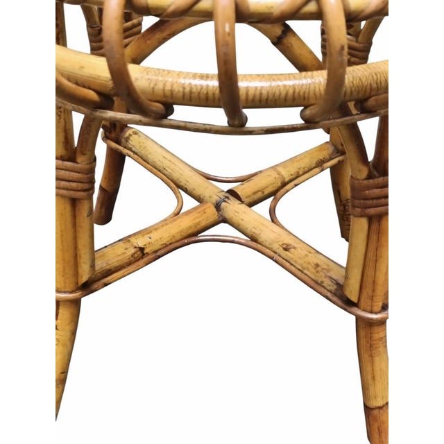 Bamboo and Rattan Circular Stool attributed to Franco Albini, Italy, 1960s For Sale - Image 6 of 8
