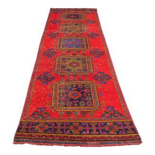 Vintage Turkish Tribal Runner Rug For Sale