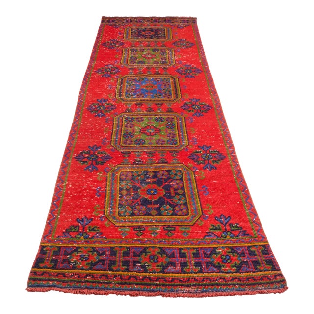 Vintage Turkish Tribal Runner Rug For Sale