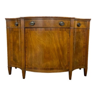Vintage Baker Furniture Demilune Sheraton Style Console Buffet Sideboard Bar For Sale