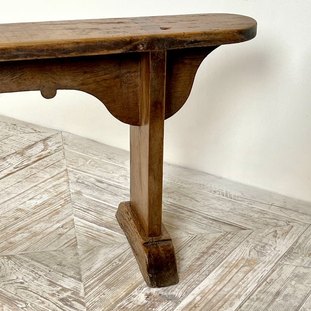 Brown Antique French Fruitwood Benches, 1890s, Set of 2 For Sale - Image 8 of 11