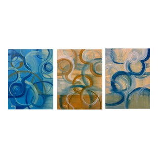 “Orbiter Tryptic” Oil on Linen by Nancy M. Vignola For Sale