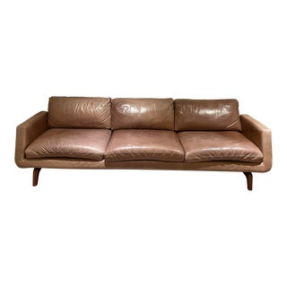 Contemporary American Leather Mid-Century Style Nash Sofa For Sale