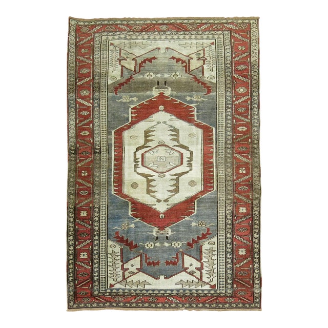 Zabihi Collection Antique Persian Serapi Pictorial Rug For Sale