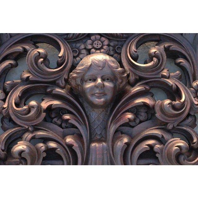 18th Century Antique Wooden Cherub, Baroque Wall Retable For Sale - Image 4 of 12