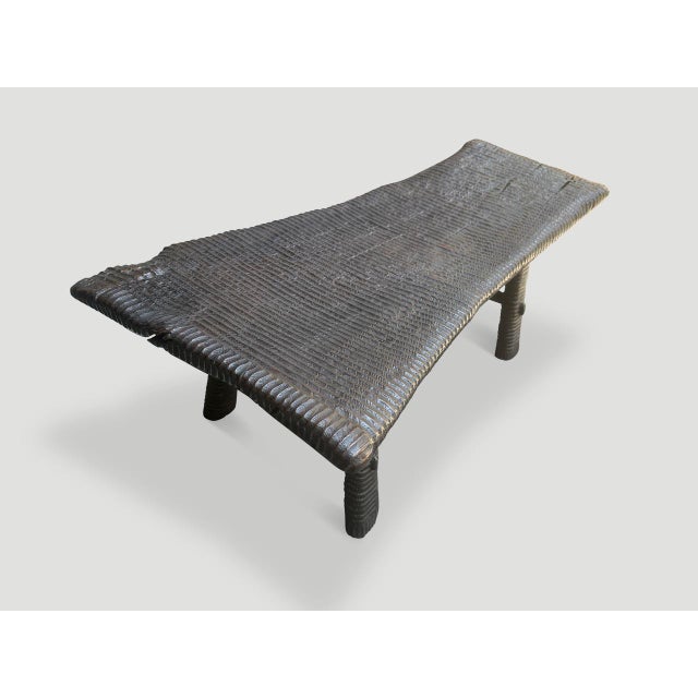 Andrianna Shamaris Impressive Hand Carved Espresso Stained Teak Wood Bench For Sale In New York - Image 6 of 6