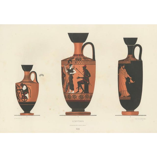 Albert Genick, Greek Lekythos with Classical Figures, 1883, Lithograph For Sale - Image 3 of 10