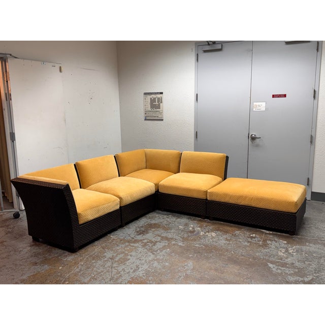 Wood Orlando Diaz-Azcuy for McGuire Cambay Sectional + Ottoman For Sale - Image 7 of 11