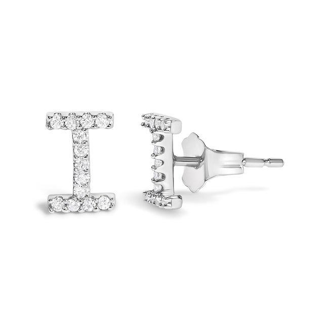 Expertly crafted to symbolize individuality and grace, this exquisite "I" initial stud earring is fashioned from radiant...