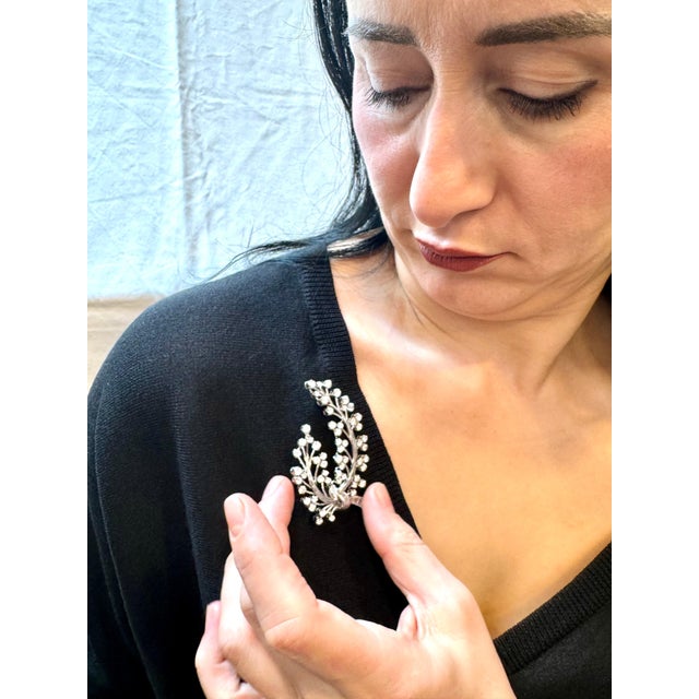 Vintage 18 Karat White Gold Large Diamond 8.9 CT Floral Bouquet Broach 31.2GM For Sale - Image 13 of 18