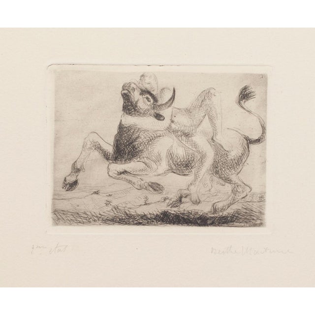 Bertha Martini - Nude and Bull - Etching on Paper - 1980s For Sale - Image 3 of 3