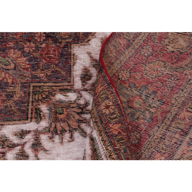 Textile Vintage Retro No Pile Beige/Red Wool Rug - 8'3'' X 11'1'' For Sale - Image 7 of 10