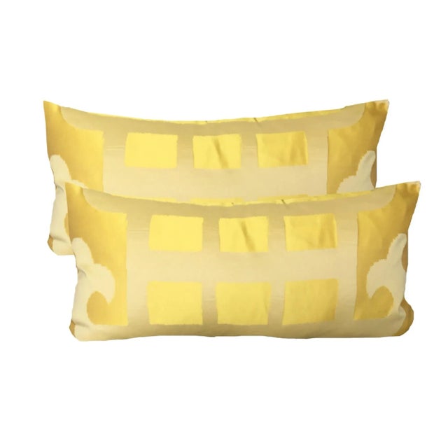 Hollywood Regency Marrakesh Designer Yellow Silk Lumbar Pillow For Sale - Image 3 of 5