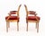 Pair of Louis XVI Style Red Velvet Upholstered Cane Paneled Walnut Fauteuils, each with removable cushion above fluted...