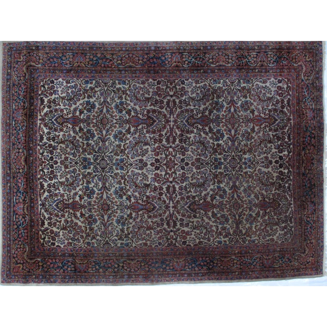 Persian 1920’s Antique Persian Sarouk Rug-9' X 11'10" For Sale - Image 3 of 12