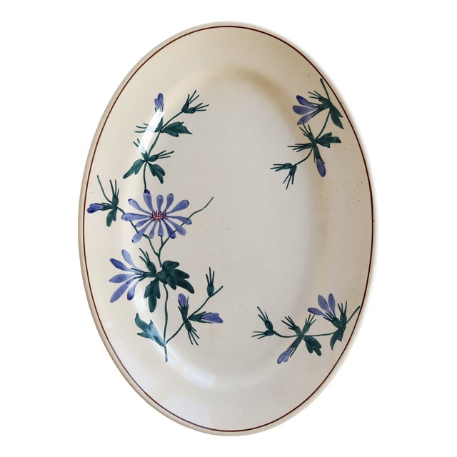 Vintage Oval Serving Platter in Ironstone from Longchamp, 1970s For Sale