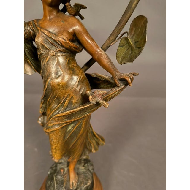French French Statue Table Lamp After Moreau, Circa 1920 For Sale - Image 3 of 12
