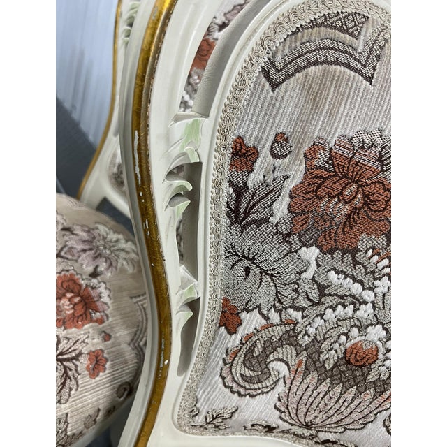 1980s Vintage French Style Floral Upholstered Wood & Chenille Dining Chairs - Set of 8 For Sale - Image 9 of 12