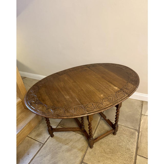 Antique Oak Drop Leaf Dining Table, 1920s For Sale - Image 11 of 12