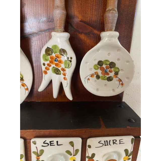 Salt, Sugar and Coffee Box Wall Set in Ceramic and Wood, France, 1960s, Set of 4 For Sale - Image 15 of 17