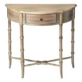 Skilling 31 in. W Specialty Demilune Shape Wood 1 Drawer Console Table, DriftWood For Sale