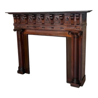 Late 19th Edwardian Style Oak Fire Mantel, Spain For Sale