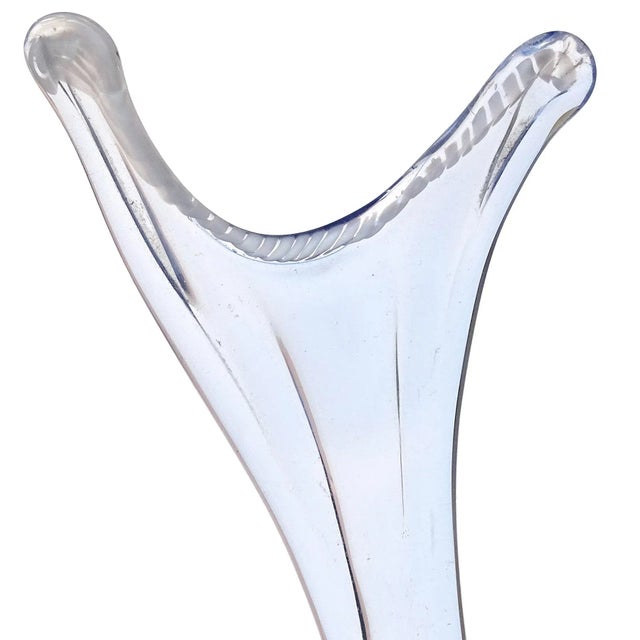 Glass Vintage Murano Dino Martens Sommerso Sapphire Blue White Fins Italian Art Glass Fish Sculpture For Sale - Image 7 of 9