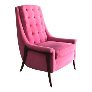 Pink Velvet Wingback Chair For Sale