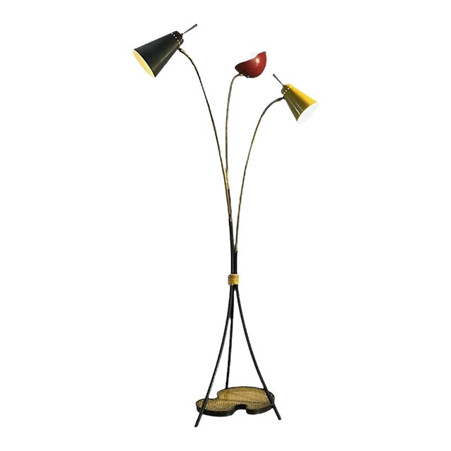 Tripod Metal Perforated Floor Lamp, France, 1950s For Sale