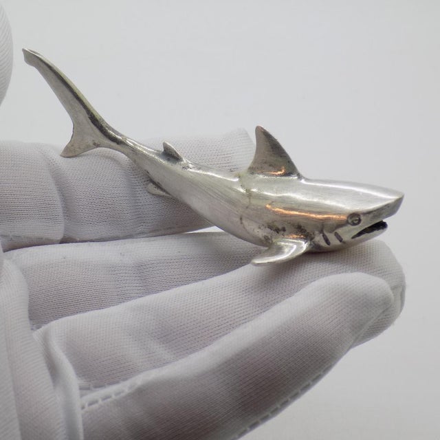 Striking large vintage shark figurine, handcrafted in arezzo, tuscany during the 1970s to 1980s in genuine continental...