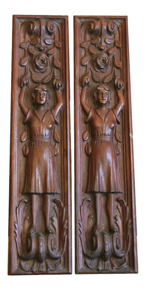 Late 19th Century Antique Flora Architectural Wall Plaques- A Pair