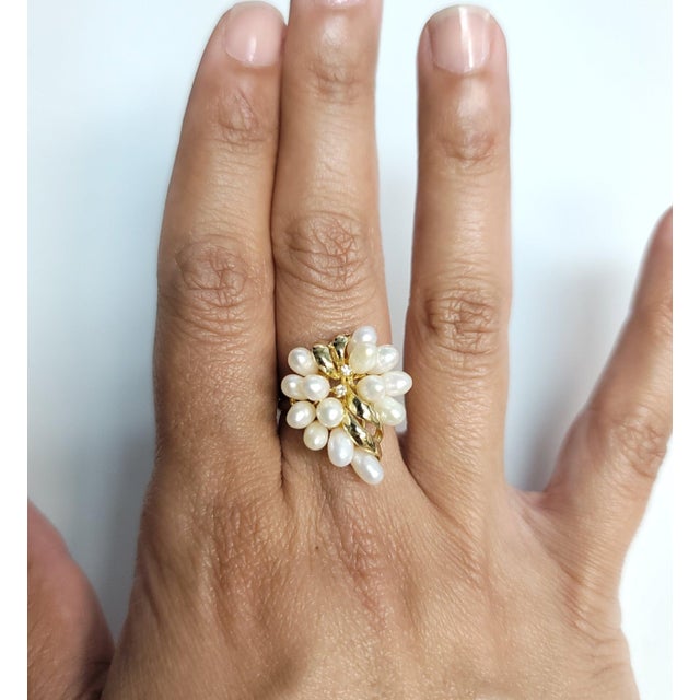 ♥ Product Summary ♥ Main Stone: Freshwater Pearl & Diamonds Band Material: 14k Yellow Gold Dimensions: 23mm x 19mm Weight:...