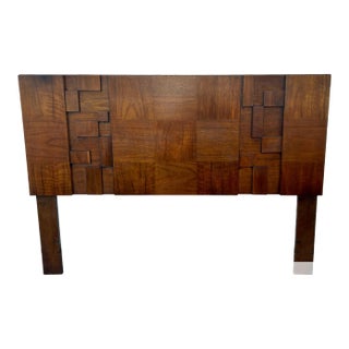 Vtg. MCM Queen/Full Size Lane Staccato Brutalist Collection Walnut Headboard For Sale