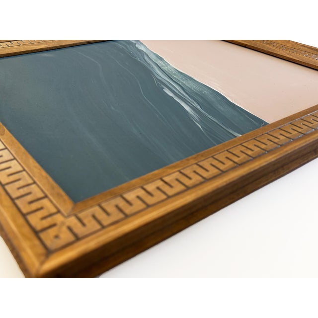 2020s “Lavender Waves" Abstract Art in Antique Frame, Seascape Painting Wall Art by JTS For Sale - Image 5 of 10