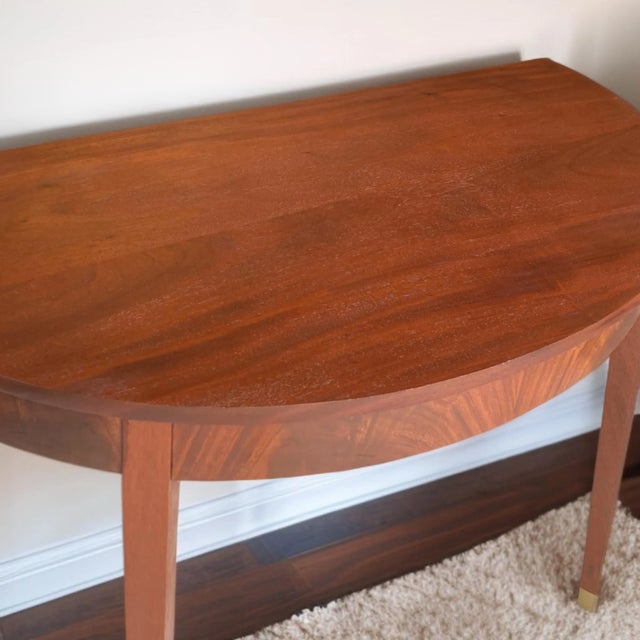 1940s Vintage Flame Mahogany Demilune Console Table | Federal Table For Sale - Image 9 of 12