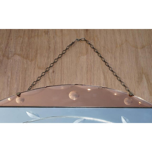 Art Deco Peach Glass Bevelled Venetian Oval Flower Petal Mirror, 1930s For Sale - Image 13 of 15