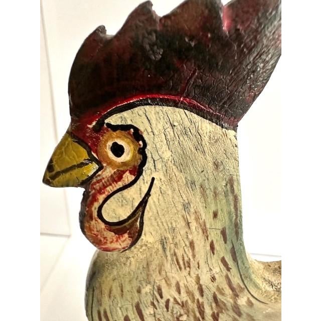 Mid 20th Century Vintage Hand Crafted Wooden Cockrell For Sale - Image 5 of 8