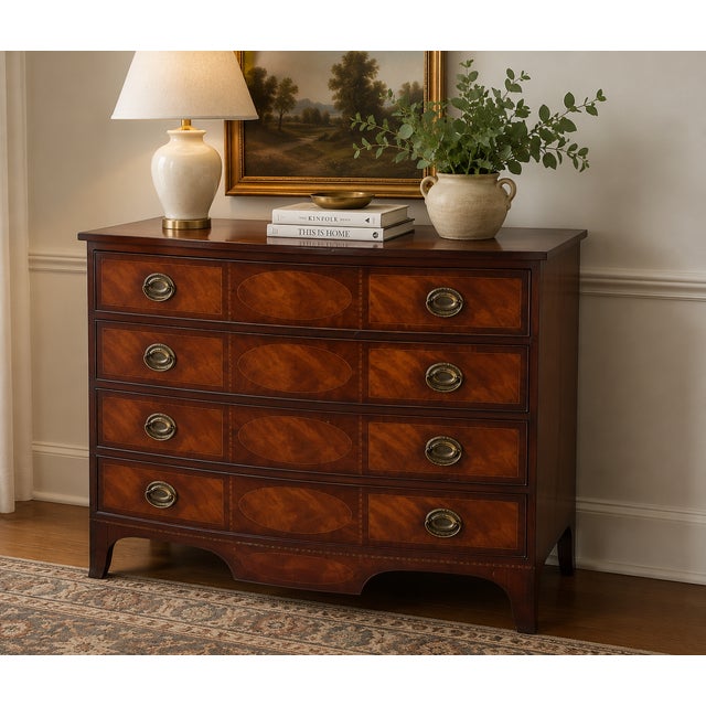 Baker Historic Charleston Bow Front Mahogany 4 Drawer Chest For Sale - Image 10 of 10