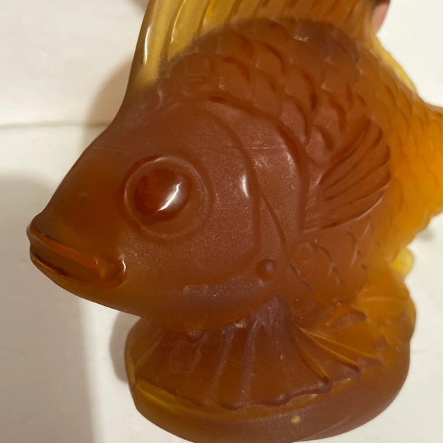 Glass 20th Century Satin Glass Koi Gold Fish Figurine For Sale - Image 7 of 9