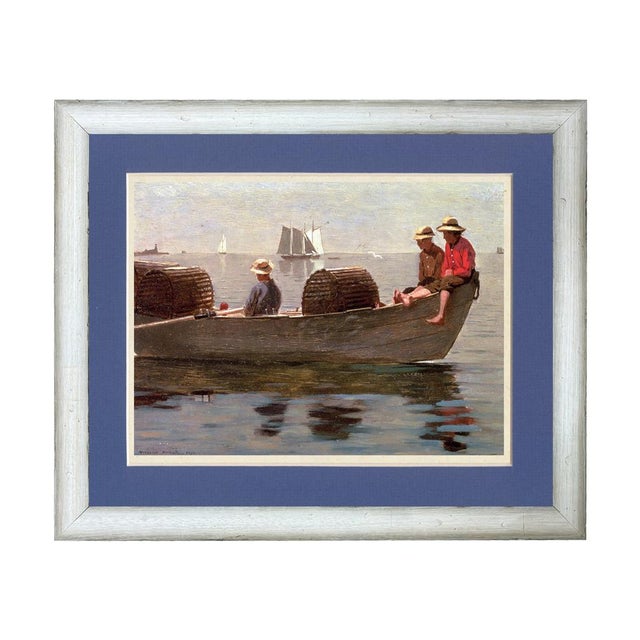 Winslow Homer Coastal Print Triptych, Distressed White Frame For Sale - Image 4 of 6