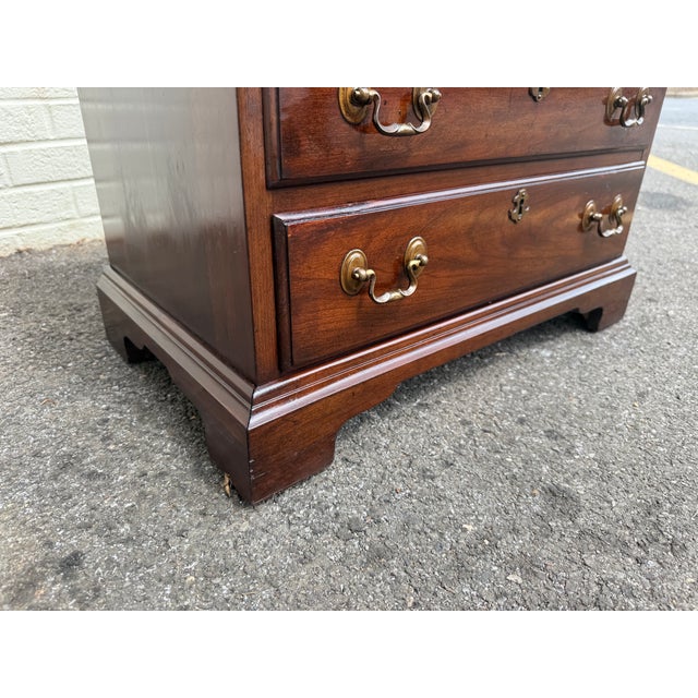 Pair of Vintage Henkel Harris Chippendale Style Black Cherry 4 Drawer Nightstands or Chests. For Sale - Image 13 of 18