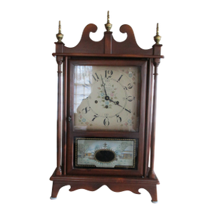Lg Vintage Mantle New England Clock Pillar and Scroll Westminster Chimes Clock German Movement 8 Day Wind