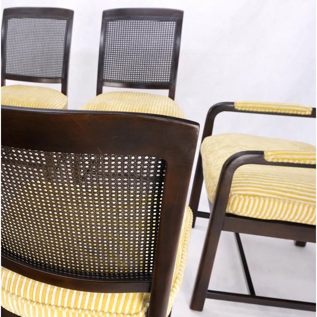 Set of 6 Mid-Century Modern cane back chocolate brown dunbar dining chairs.