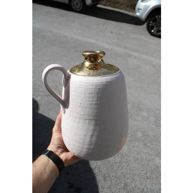 Bitossi Italian Vase in Pink Ceramic and Gold by Aldo Londi for Bitossi, 1970s For Sale - Image 4 of 8