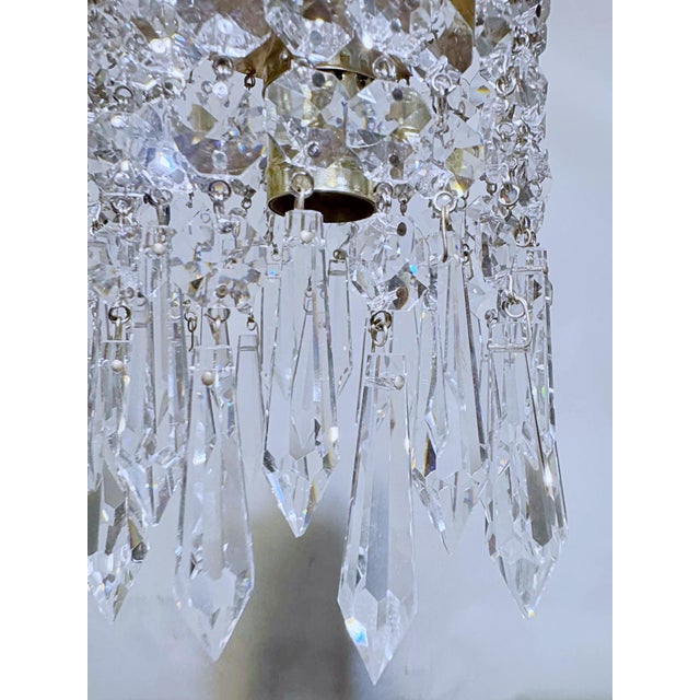 1960s Vintage Gold Filigree Crystal Waterfall Mini Pendant Chandelier For Sale - Image 5 of 8