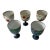 Mid 20th Century Set of 5 Japanese Porcelain Footed Sake Goblets — Hand-Painted, Arita Style — Autumn, Garden & Egyptian Motifs For Sale