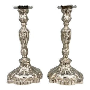 Antique Victorian Silver Plated Candle Sticks- a Pair