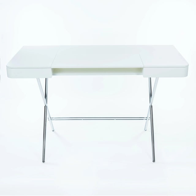 Early 21st Century Cosimo Desk with White Mat Lacquered Top & Chrome Frame by Marco Zanuso Jr. for Adentro, 2017 For Sale - Image 5 of 14