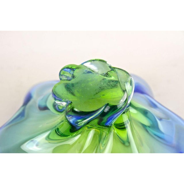 Blue and Green Sommerso Murano Glass Bowl, Italy, 1960s For Sale - Image 10 of 13